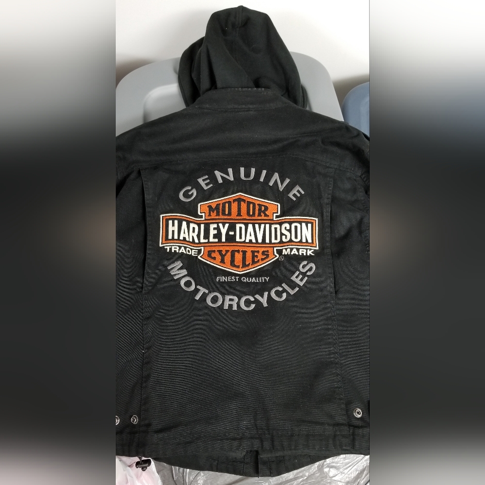 Harley Davidson motorcycle jacket with hoodie men's size L